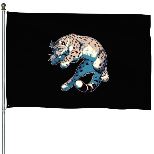 Snow Leopard Leopard White Leopard House Flags