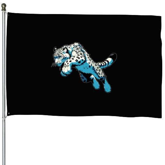 Snow Leopard Leopard White Leopard House Flags