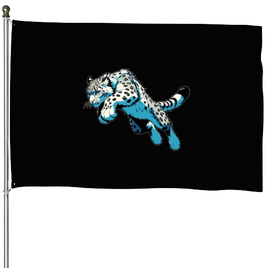 Snow Leopard Leopard White Leopard House Flags