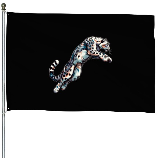 Snow Leopard Leopard White Leopard House Flags
