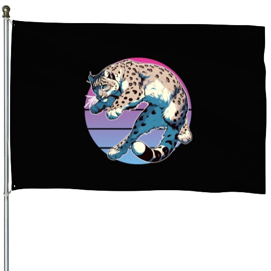 Snow Leopard Leopard White Leopard House Flags