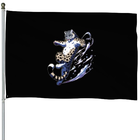 Snow Leopard Leopard White Leopard House Flags