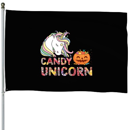 Candy Unicorn Halloween House Flags