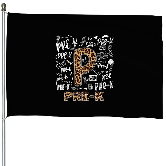 Leopard Print Pre K House Flags