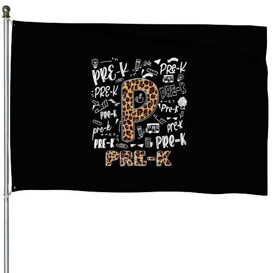 Leopard Print Pre K House Flags