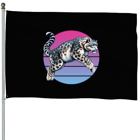 Snow Leopard Leopard White Leopard House Flags
