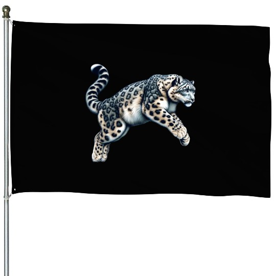 Snow Leopard Leopard White Leopard House Flags