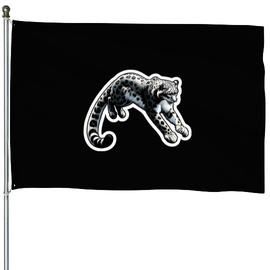 Snow Leopard Leopard White Leopard House Flags