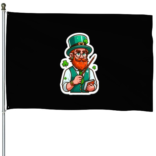 Irish bearded teacher, funny st patricks day House Flags