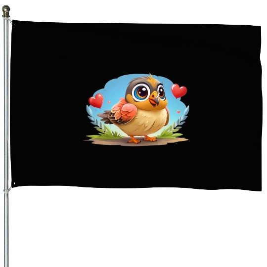 3D bird cartoon House Flags