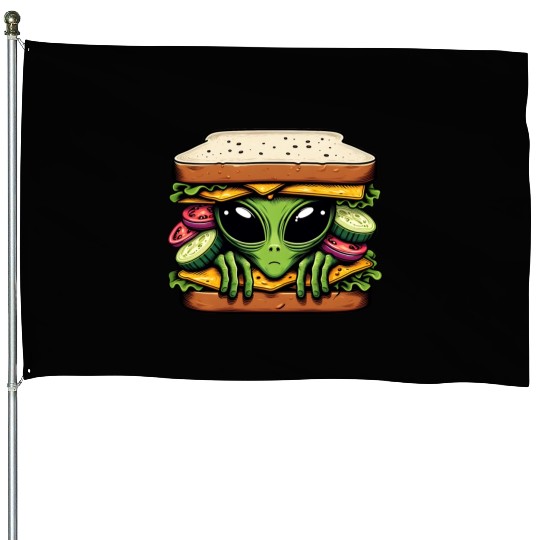 Alien Hiding in a Sandwich House Flags