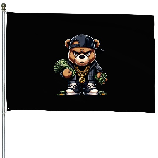 teddy bear with money House Flags