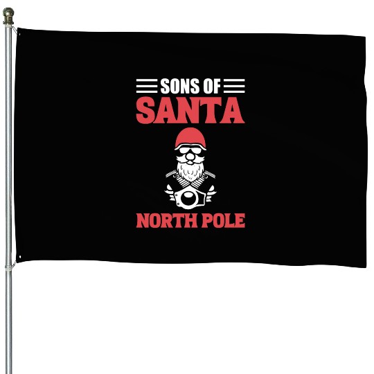 Sons Of Santa North Pole Motorcycle Rider House Flags