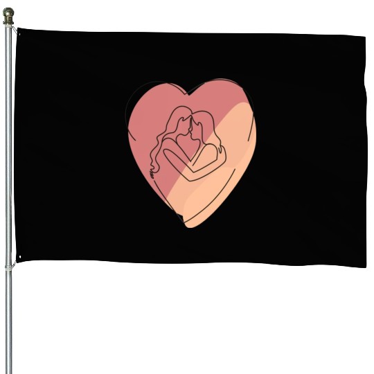 Lesbian Couple in Heart House Flags