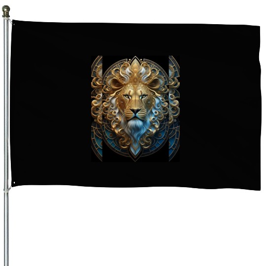 1920s Art Deco lion, gold House Flags