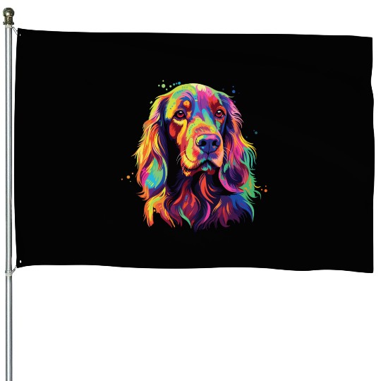 Watercolor Colorful Irish Setter House Flags