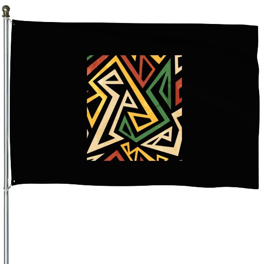 African Pattern, Ethnic, Black, Tribal House Flags