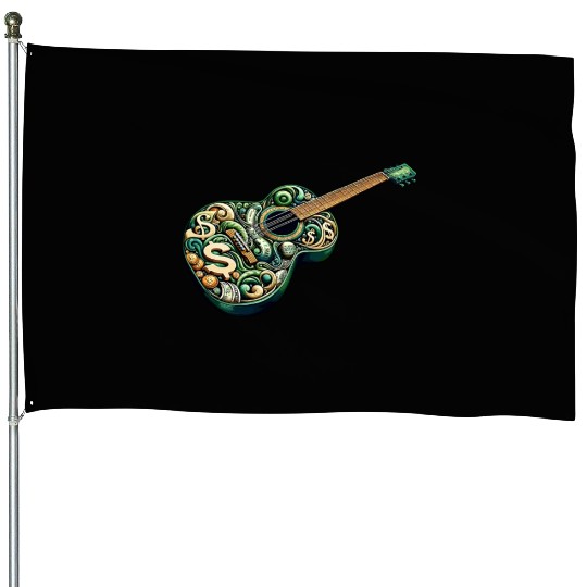 Retro Style Guitar for Guitarists House Flags