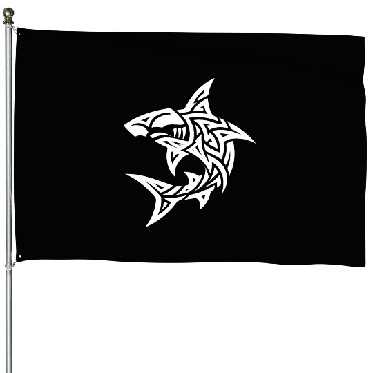 Tribal Hammerhead Shark Style Diver Fan Tattoo House Flags
