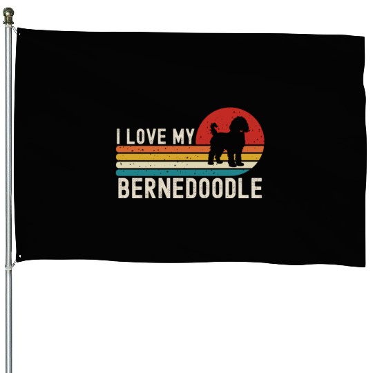 I Love My Bernedoodle House Flags