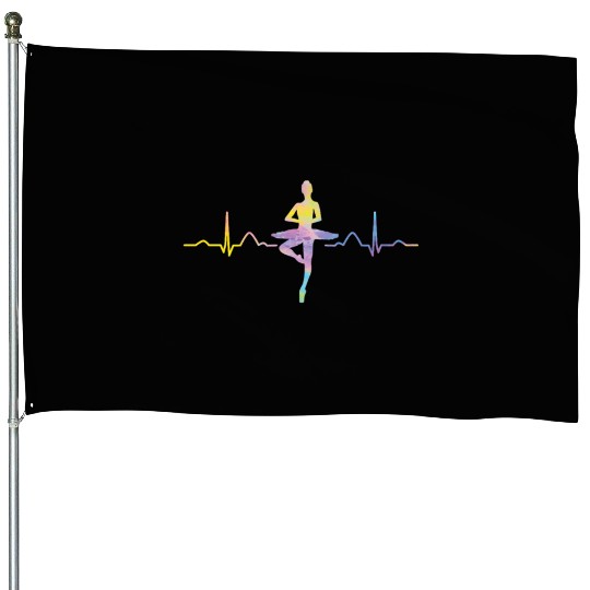 Ballet Dancer Heartbeat EKG Ballerina House Flags
