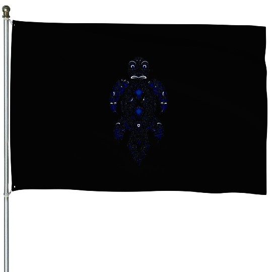 Turtle Tribal Blue Turtle House Flags