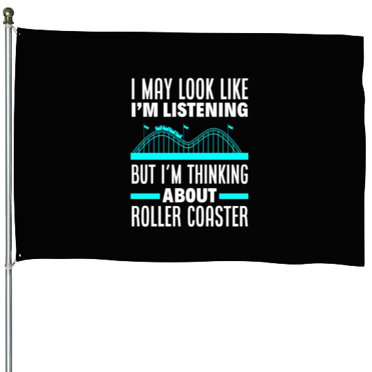 Roller Coaster Wooden Coaster Amusement Park House Flags