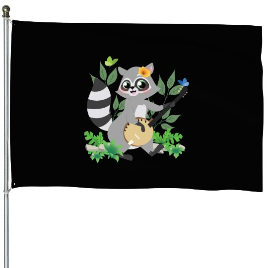 Raccoon Cottagecore Naturecore Kids House Flags