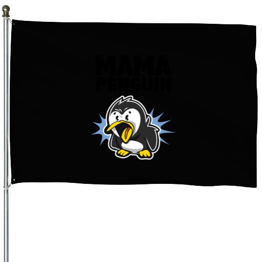 Penguin Mama Flightless Bird Lover Mother's Day Mo House Flags