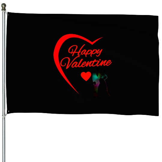 Love Blossoms" - Valentine's Day Digital Art House Flags