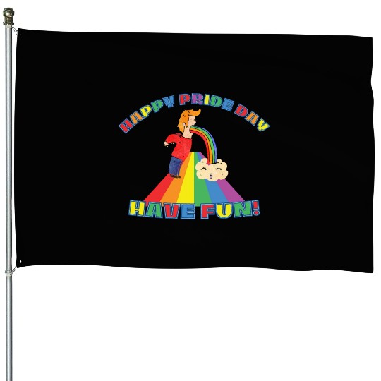 HAPPY PRIDE DAY Funny Rainbow Gay Pride House Flags Desi