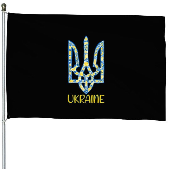 Ukraine trident in Ukrainian flag colors House Flags