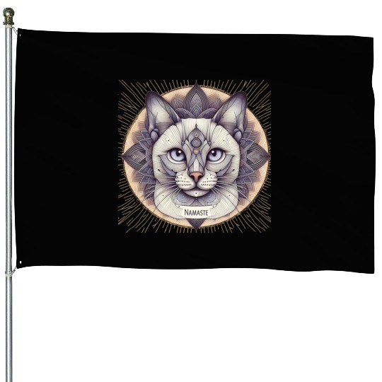Mandala Mystical Namaste Cat: A Spiritual Journey House Flags