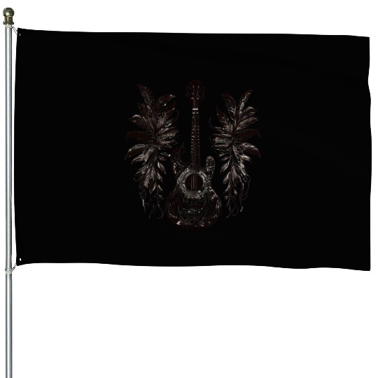 Tropical Melody Guitar Art House Flags