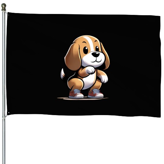 Squat Squad: Beagle's Fitness Journey House Flags