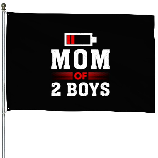 Mom of 2 Boys Mom and Son Matching Mom House Flags