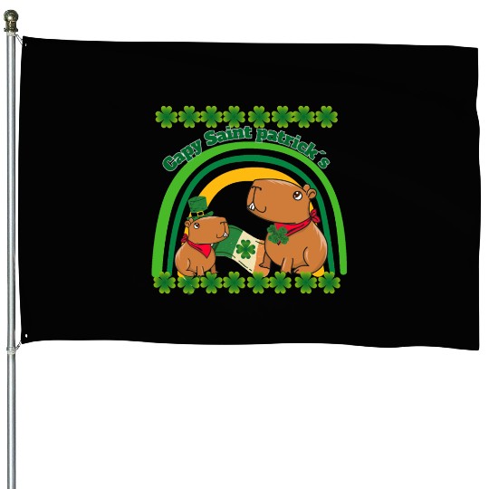Capybara saint Patrick´s day House Flags