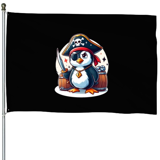 Pirate Penguin Adventure House Flags