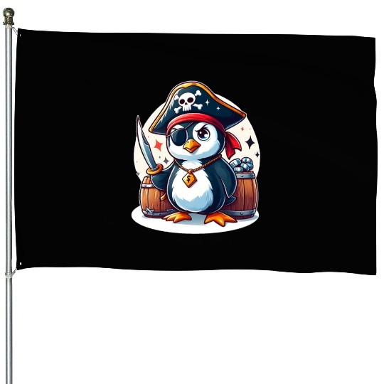 Pirate Penguin Adventure House Flags