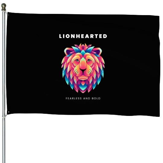 Black Purple Illustrative Lion House Flags