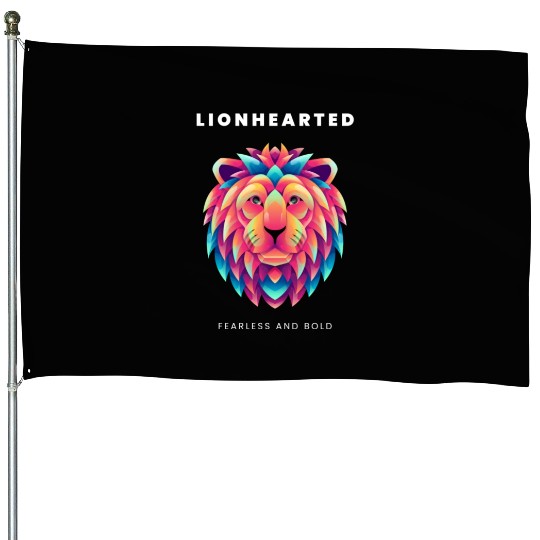 Black Purple Illustrative Lion House Flags