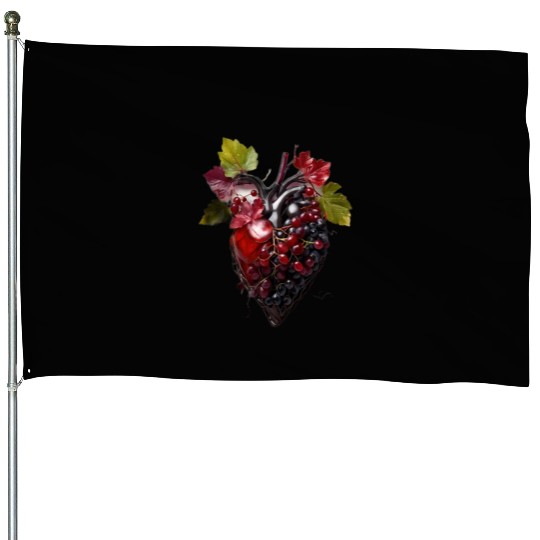 Default Human heart made with wine and red grape House Flags
