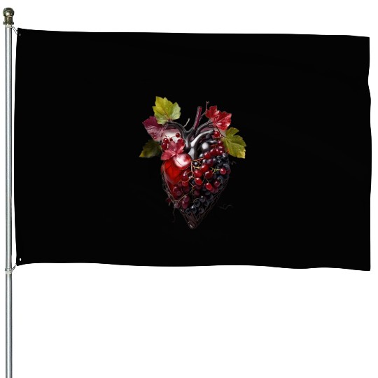 Default Human heart made with wine and red grape House Flags