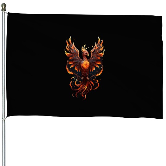 Fiery Phoenix Tattoo Design - Flight of Rebirth House Flags