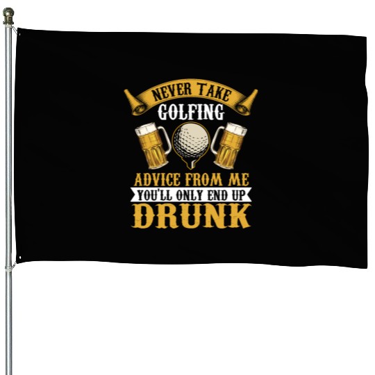 Funny golf beer golfing House Flags