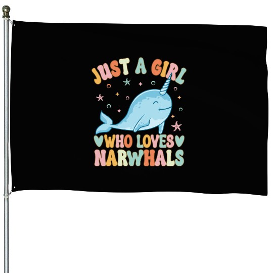 Narwhal Girl Narwhal Lover House Flags