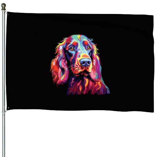 Watercolor Colorful Irish Setter House Flags