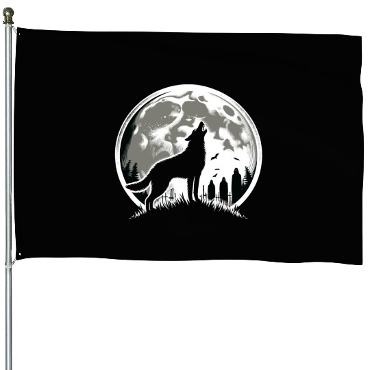 Horror Dog Halloween Spooky Dog Lover Gothic Dog House Flags