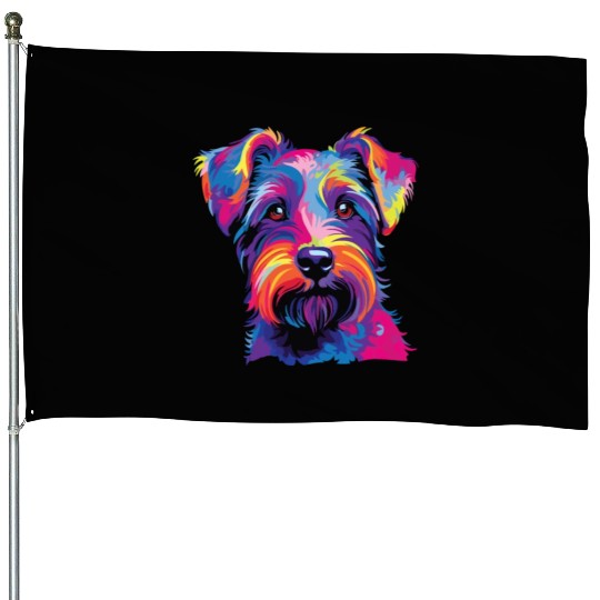 Watercolor Colorful Tschechischer Terrier House Flags