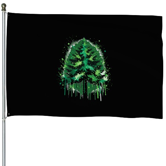 Emerald Forest Drip Art Inspired Design House Flags